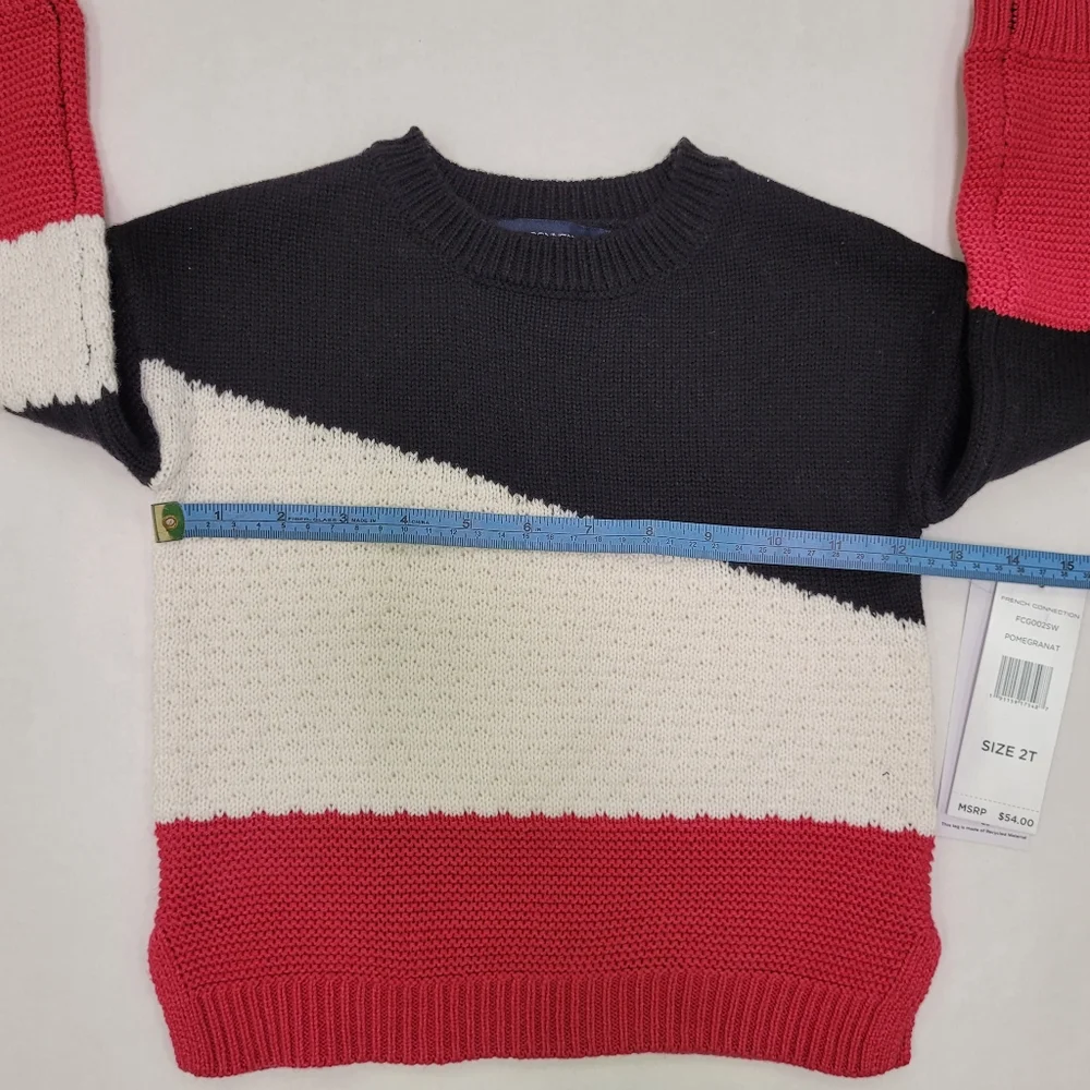 French Connection Multicolored Contrast Knit Sweater.